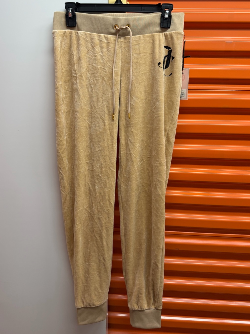 NWT Juicy Couture Women Tan Velour Jogger Pants Size S